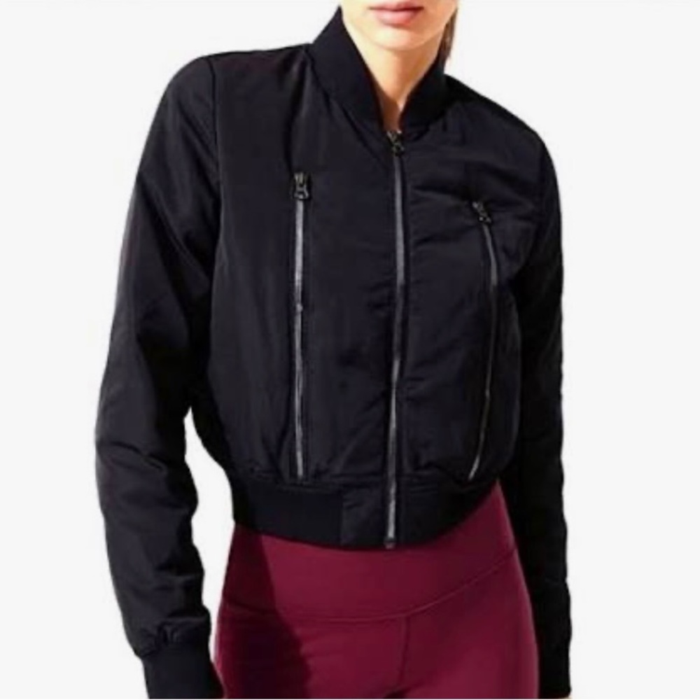 alo off-duty cropped bomber jacket, size XS color black